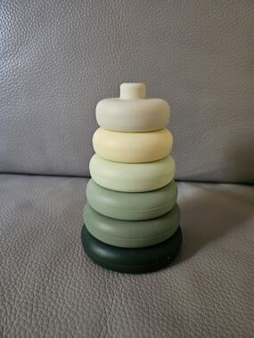 Coco Village Stacking Ring Toy in Gradient Greens and Cream